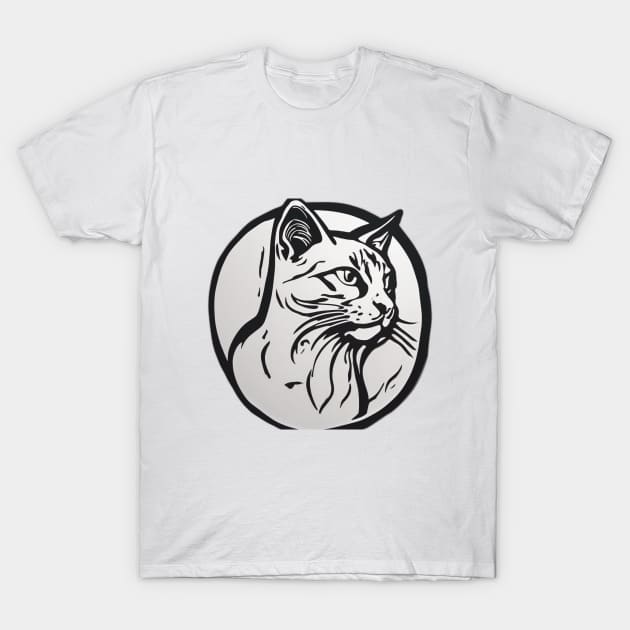 Elegant Cat Silhouette Graphic Tee Design No. 558 T-Shirt by cornelliusy